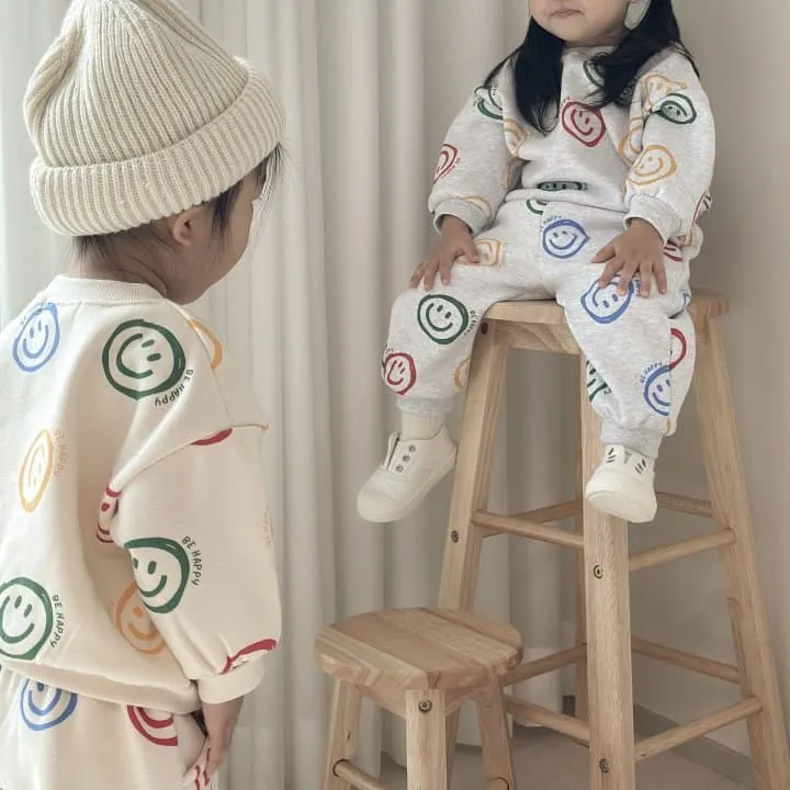 Moran - Korean Children Fashion - #stylishchildhood - Be Happy Top Bottom Set - 6