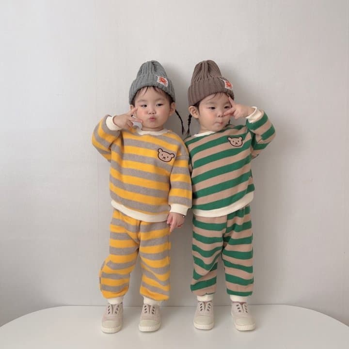 Moran - Korean Children Fashion - #todddlerfashion - Bear Top Bottom Set - 5