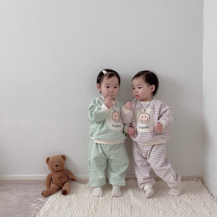 Moran - Korean Children Fashion - #todddlerfashion - Happy Fleeced Top Bottom Set