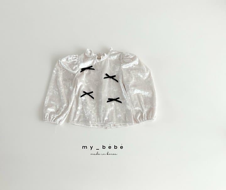 My Bebe - Korean Baby Fashion - #babyclothing - Velvet Ruffle Blouse - 5