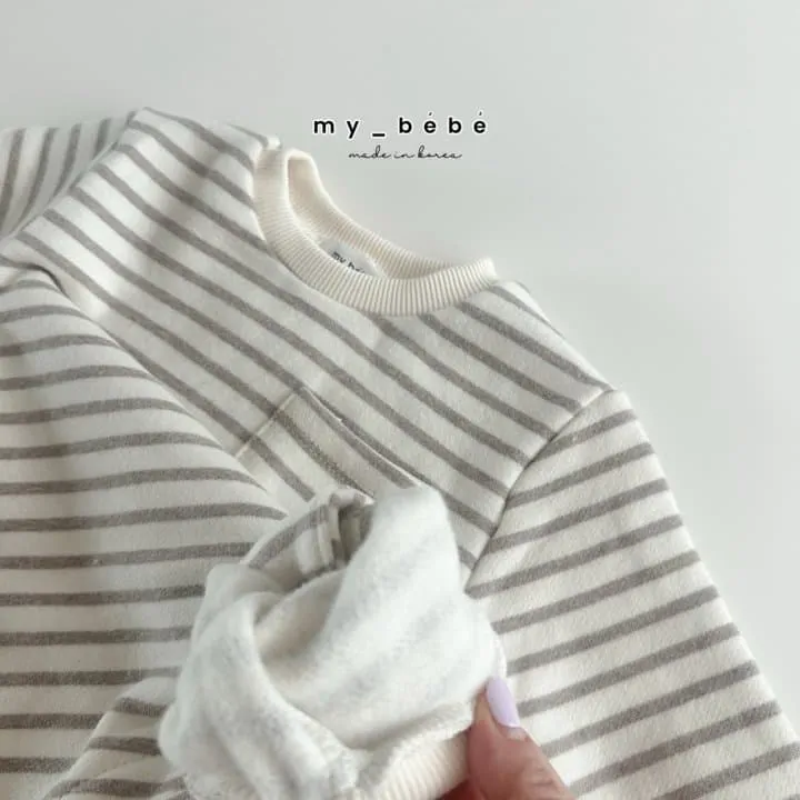 My Bebe - Korean Baby Fashion - #babyfashion - Striped Body Suit - 6