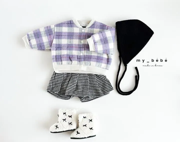 My Bebe - Korean Baby Fashion - #babygirlfashion - Check Bonding Blouson - 11