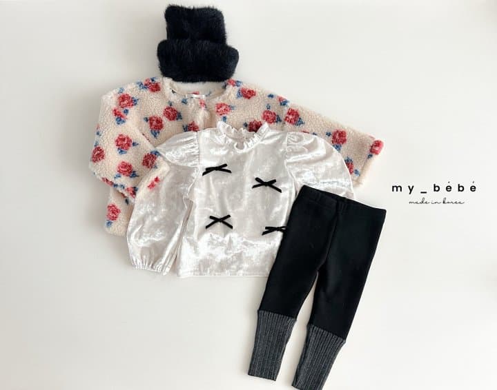 My Bebe - Korean Baby Fashion - #babygirlfashion - Velvet Ruffle Blouse - 8