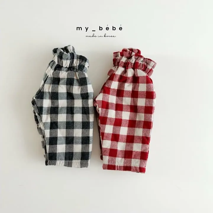 My Bebe - Korean Baby Fashion - #babylifestyle - Winter Check Bonding Pants - 2