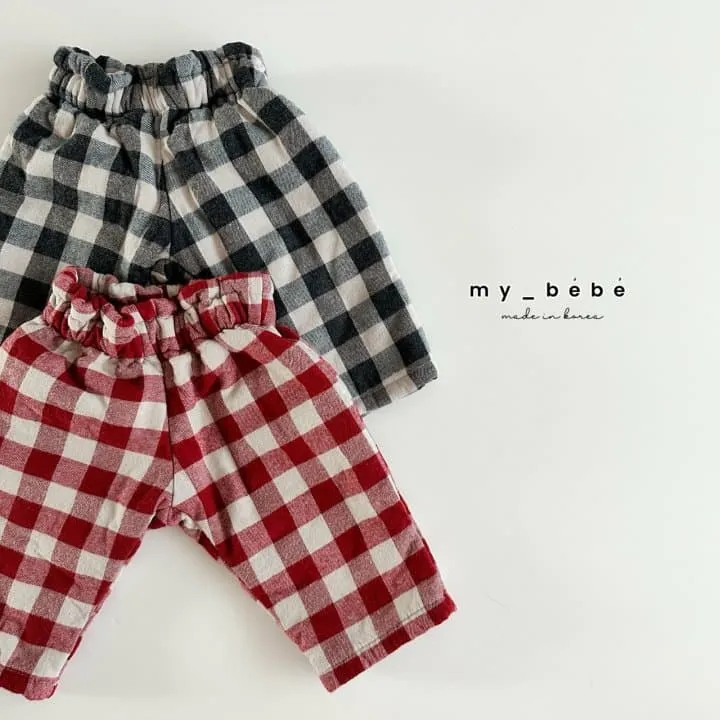 My Bebe - Korean Baby Fashion - #babyoninstagram - Winter Check Bonding Pants - 4