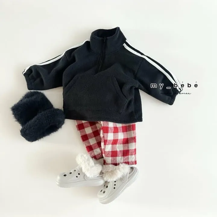 My Bebe - Korean Baby Fashion - #onlinebabyshop - Winter Check Bonding Pants - 9