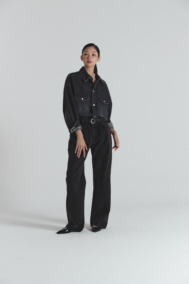 Neroli36 - Korean Women Fashion - #thelittlethings - Black Straight Denim Pants - 8