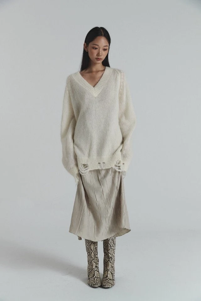 Neroli36 - Korean Women Fashion - #womensfashion - Vintage V Neck Knit Sweater - 7