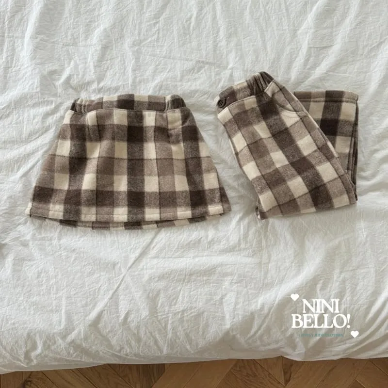 Ninibello - Korean Baby Fashion - #babyfashion - Chocolat Check Skirt - 4