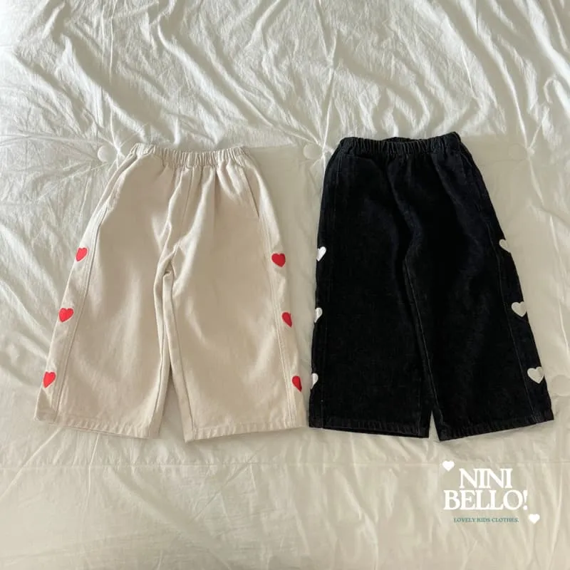 Ninibello - Korean Baby Fashion - #babyootd - Heart Embroidery Pants