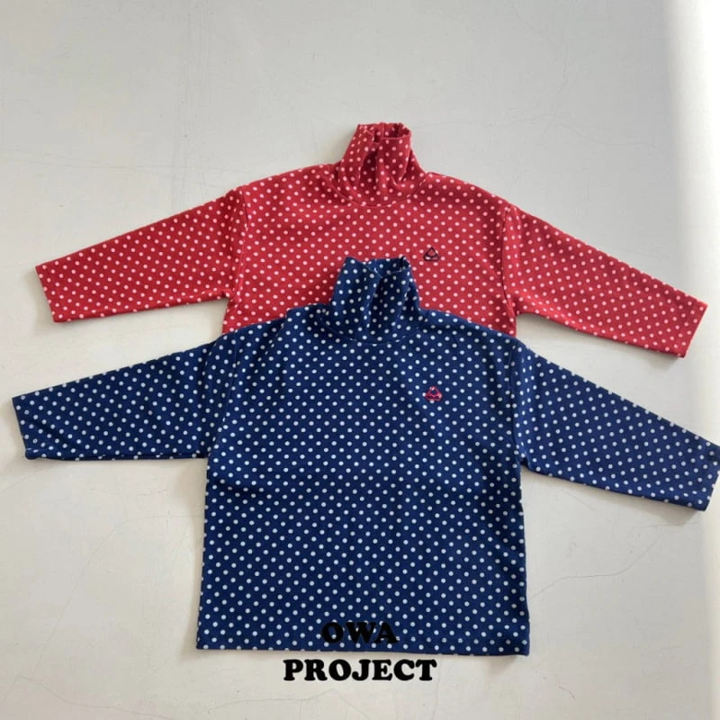 O Wa - Korean Children Fashion - #Kfashion4kids - Dot Turtleneck Tee