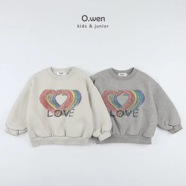 O Wen - Korean Children Fashion - #Kfashion4kids - Rainbow Love Brushed Sweatshirt - 8