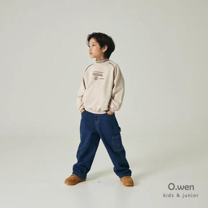 O Wen - Korean Children Fashion - #Kfashion4kids - Strap Lettering Brushed Sweatshirt - 5