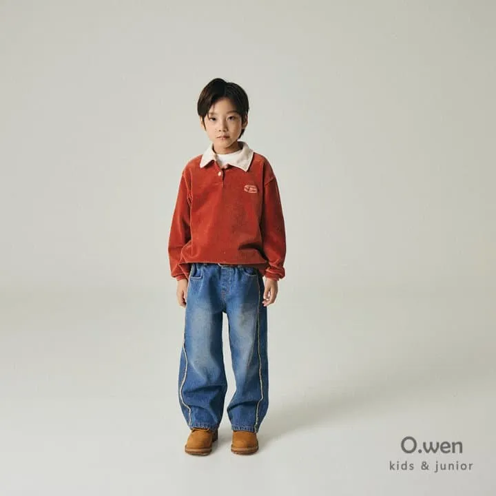 O Wen - Korean Children Fashion - #Kfashion4kids - Decoration Brushed Denim Pants - 2