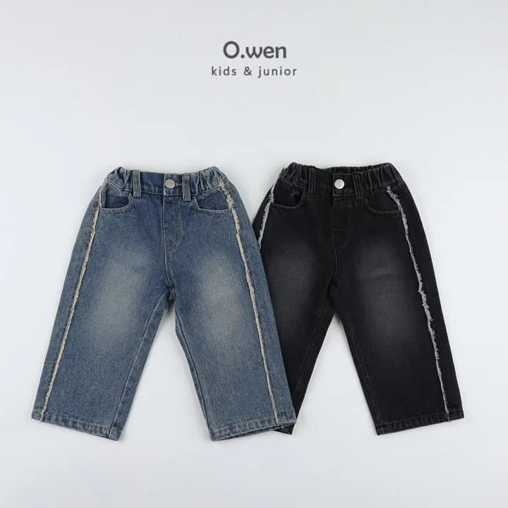 O Wen - Korean Children Fashion - #childofig - Decoration Brushed Denim Pants - 8