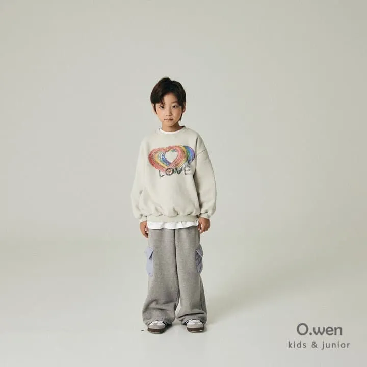 O Wen - Korean Children Fashion - #childrensboutique - Rainbow Love Brushed Sweatshirt