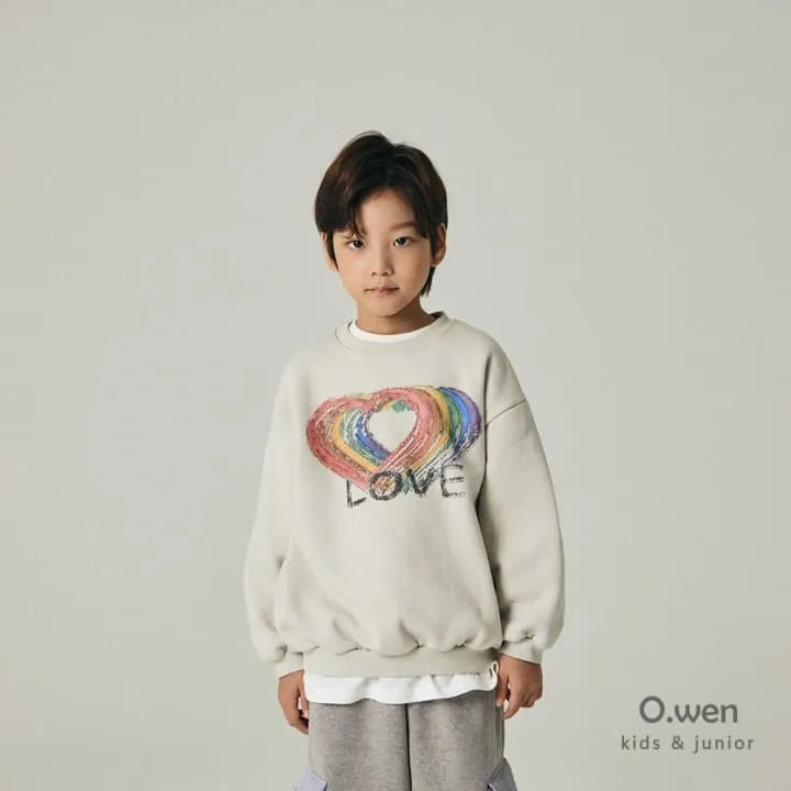 O Wen - Korean Children Fashion - #discoveringself - Rainbow Love Brushed Sweatshirt - 3