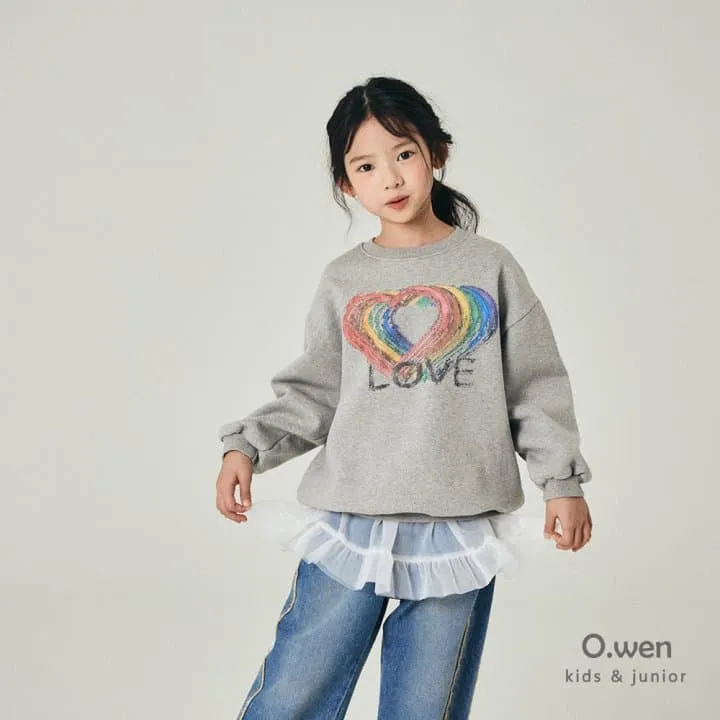 O Wen - Korean Children Fashion - #discoveringself - Rainbow Love Brushed Sweatshirt - 4