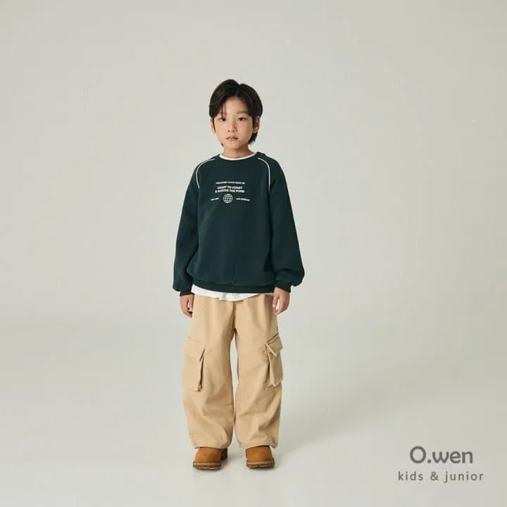 O Wen - Korean Children Fashion - #fashionkids - Strap Lettering Brushed Sweatshirt