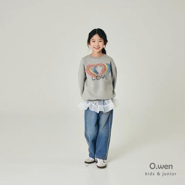 O Wen - Korean Children Fashion - #kidsshorts - Rainbow Love Brushed Sweatshirt - 5