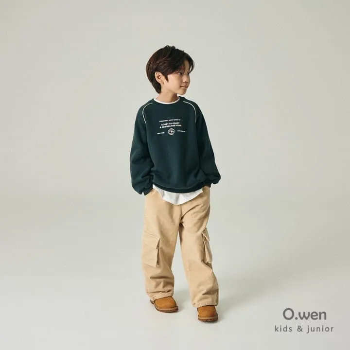 O Wen - Korean Children Fashion - #kidsshorts - Strap Lettering Brushed Sweatshirt - 2