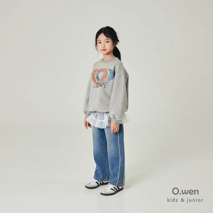 O Wen - Korean Children Fashion - #kidsstore - Rainbow Love Brushed Sweatshirt - 6