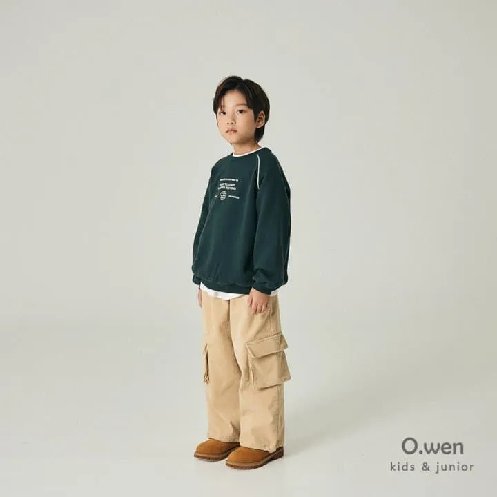 O Wen - Korean Children Fashion - #kidsstore - Strap Lettering Brushed Sweatshirt - 3