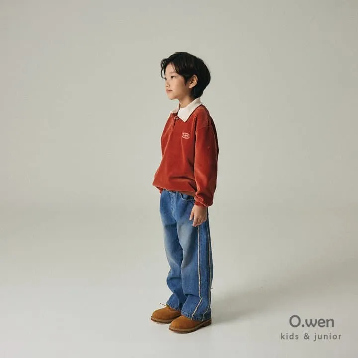 O Wen - Korean Children Fashion - #littlefashionista - Decoration Brushed Denim Pants - 3