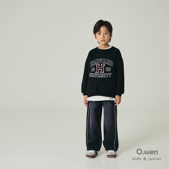 O Wen - Korean Children Fashion - #minifashionista - Harvard Brushed Sweatshirt - 3