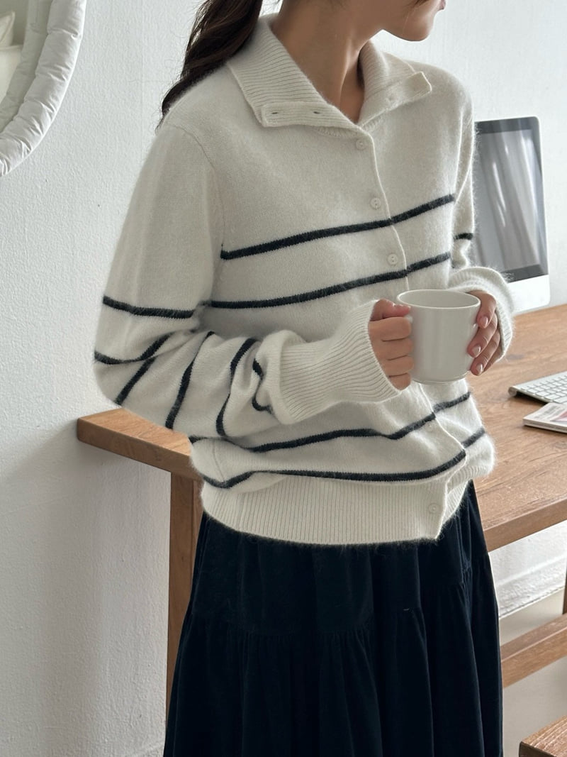 Ohao - Korean Women Fashion - #momslook - Low Turtleneck Knit Cardigan