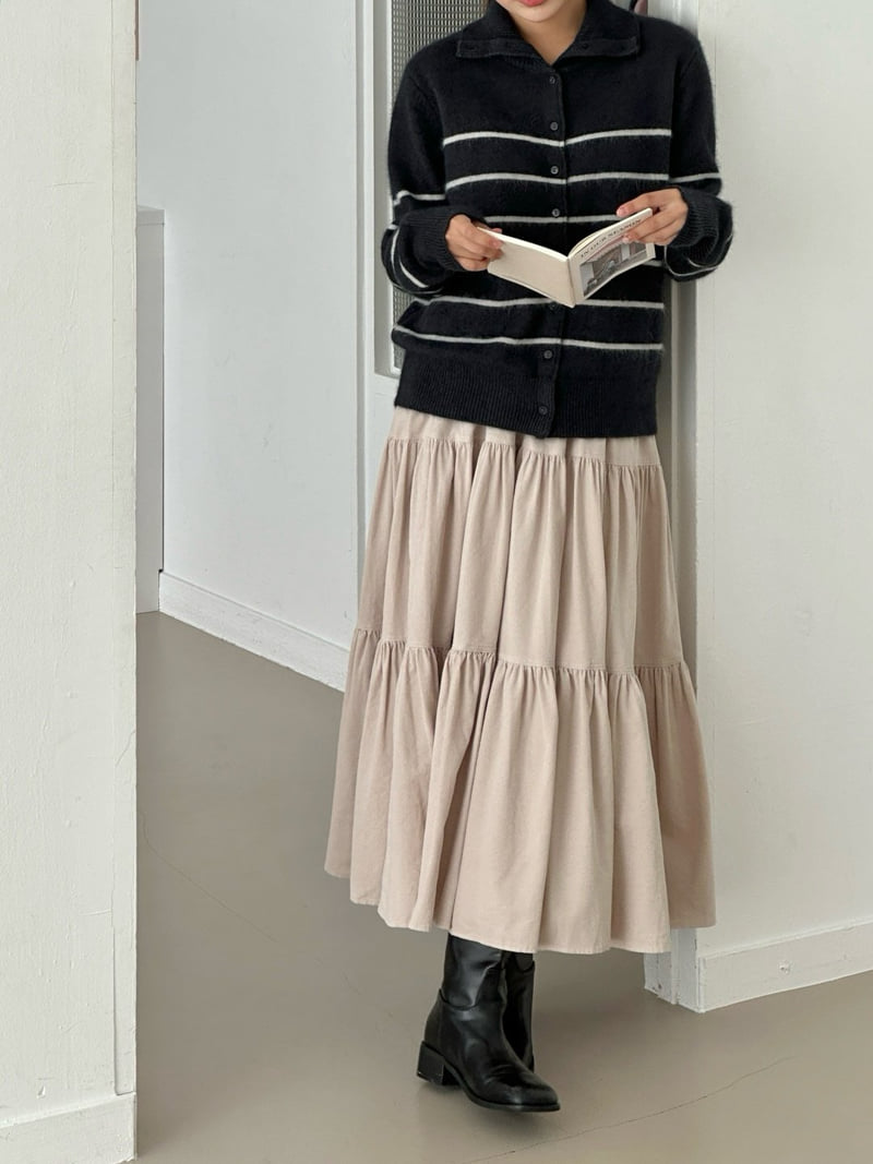 Ohao - Korean Women Fashion - #momslook - Corduroy Log Skirt - 4