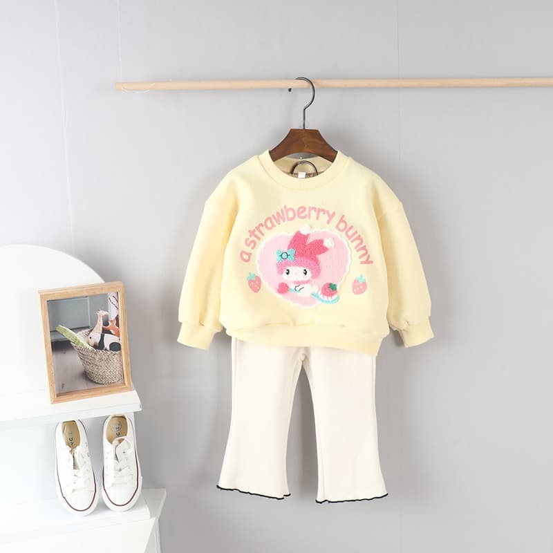 Olive denim - Korean Children Fashion - #Kfashion4kids - Boucle Strawberry Rabbit Tee - 9