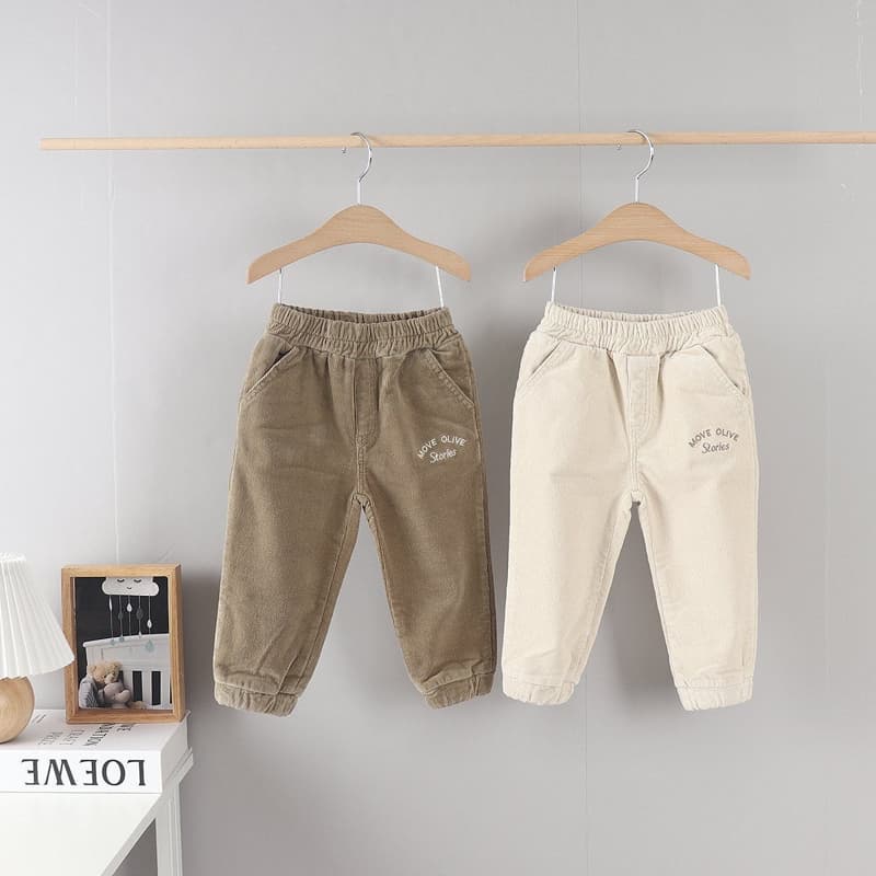 Olive denim - Korean Children Fashion - #Kfashion4kids - Corduroy Move Jogger Pants - 2