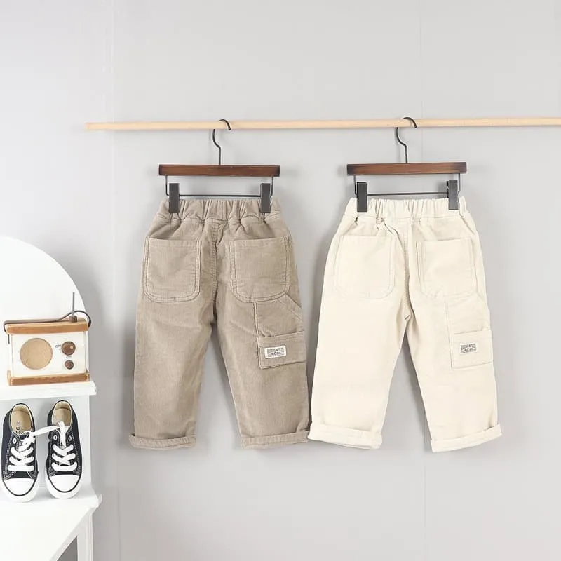 Olive denim - Korean Children Fashion - #Kfashion4kids - Corduroy Back Pocket Pants