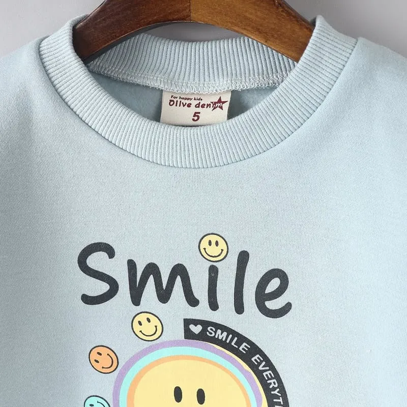 Olive denim - Korean Children Fashion - #childofig - Smile Tee - 4