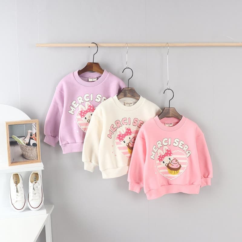 Olive denim - Korean Children Fashion - #childofig - Boucle Cupcake Rabbit Tee - 2