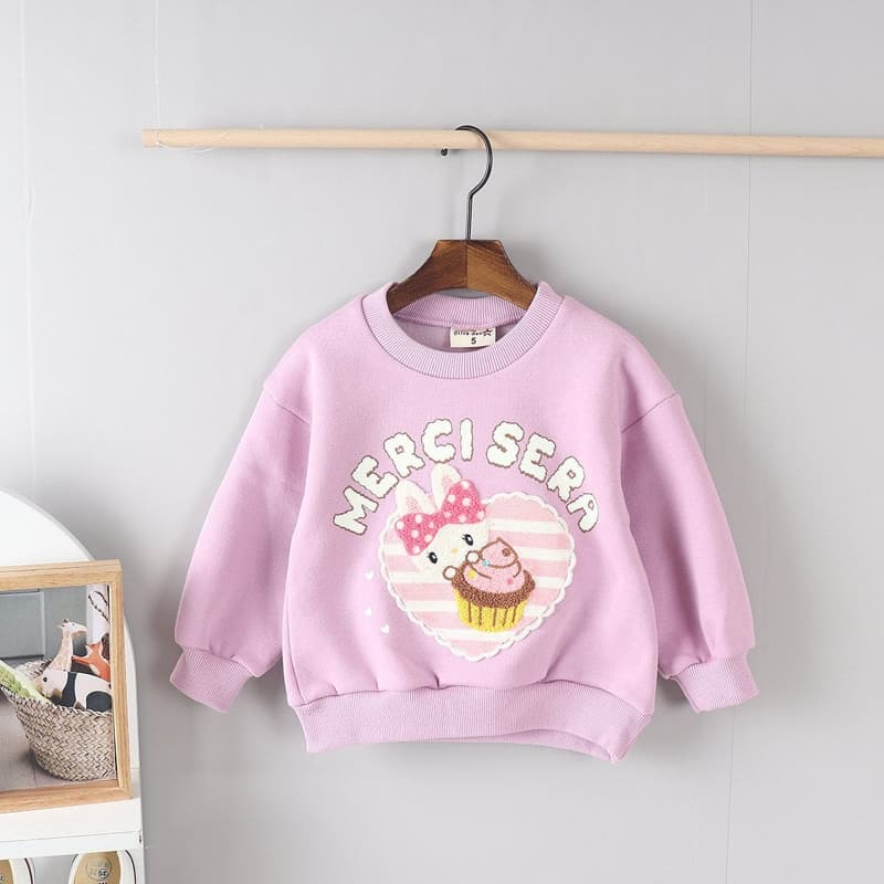 Olive denim - Korean Children Fashion - #childofig - Boucle Cupcake Rabbit Tee - 3