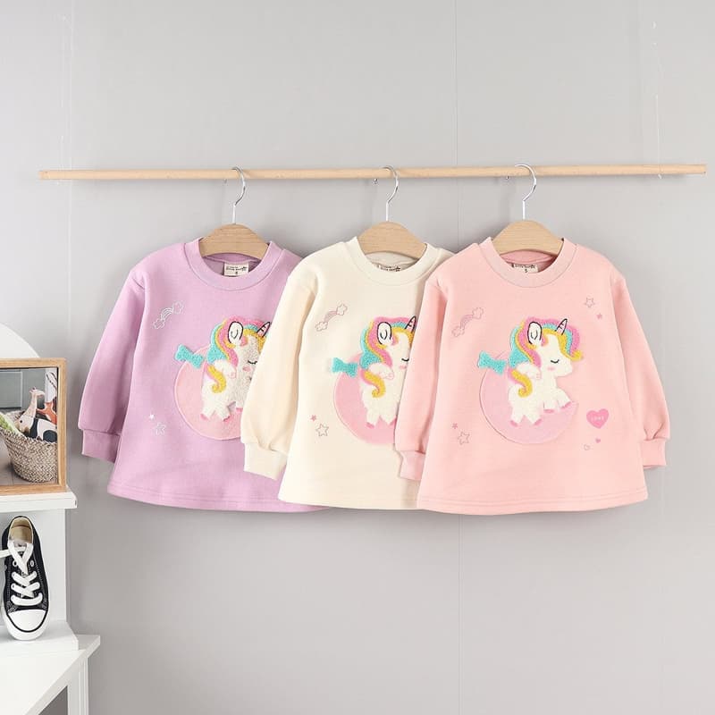 Olive denim - Korean Children Fashion - #childofig - Boucle Unicorn Tee