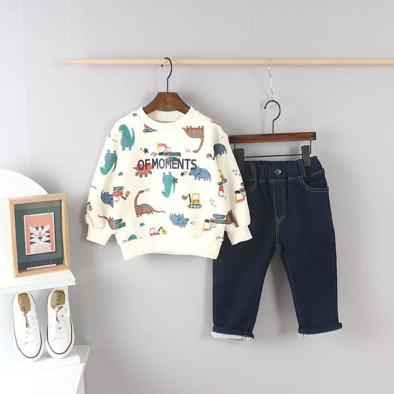 Olive denim - Korean Children Fashion - #childrensboutique - Dino Tee - 10