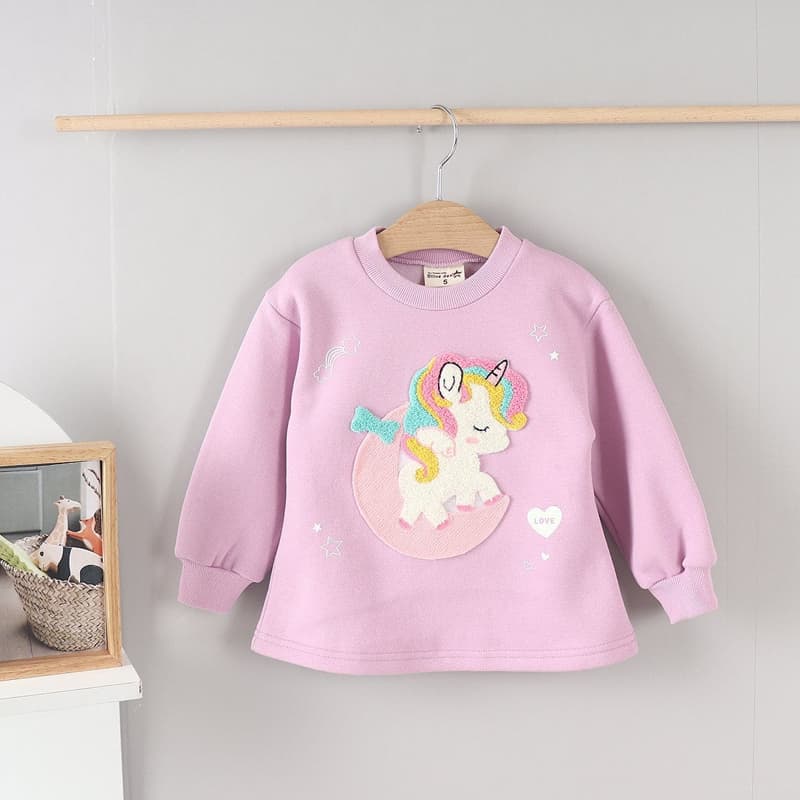 Olive denim - Korean Children Fashion - #childrensboutique - Boucle Unicorn Tee - 4