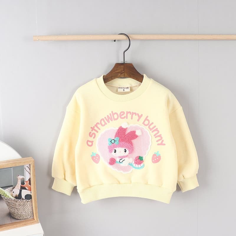 Olive denim - Korean Children Fashion - #designkidswear - Boucle Strawberry Rabbit Tee - 3