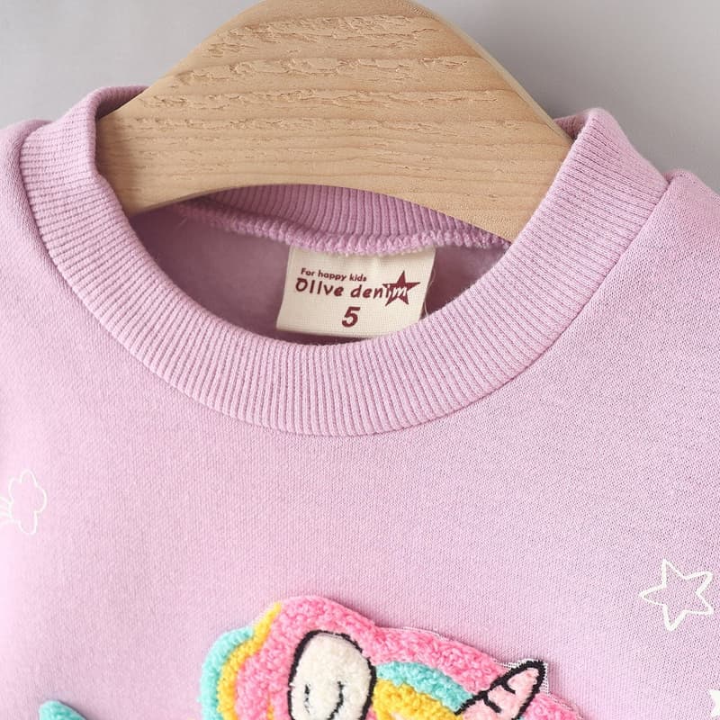 Olive denim - Korean Children Fashion - #discoveringself - Boucle Unicorn Tee - 5