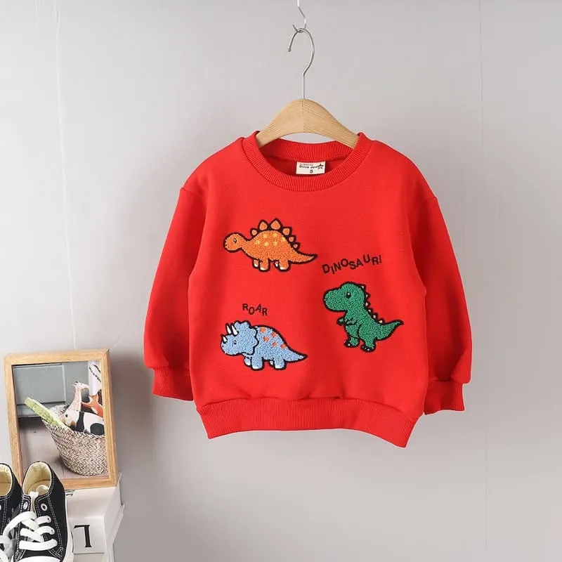 Olive denim - Korean Children Fashion - #discoveringself - Boucle Dino Tee - 3