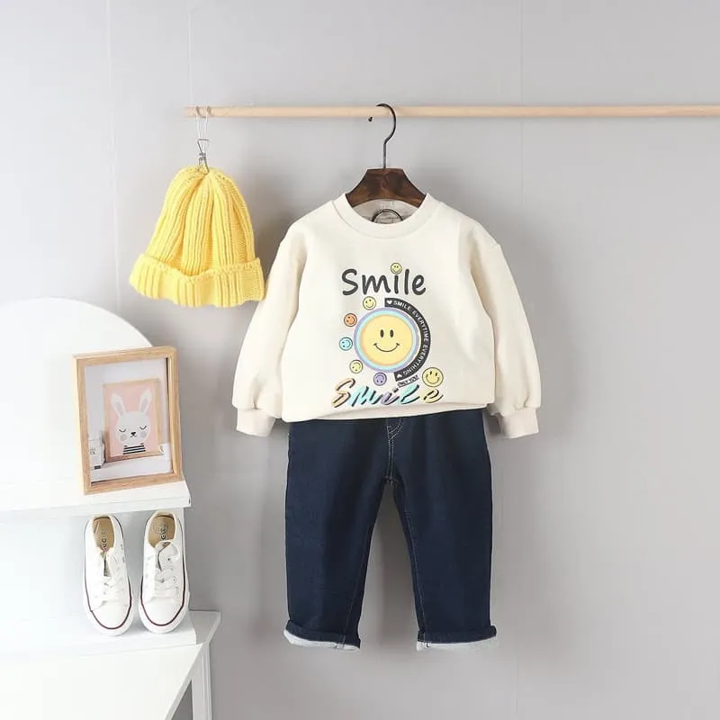 Olive denim - Korean Children Fashion - #fashionkids - Smile Tee - 8