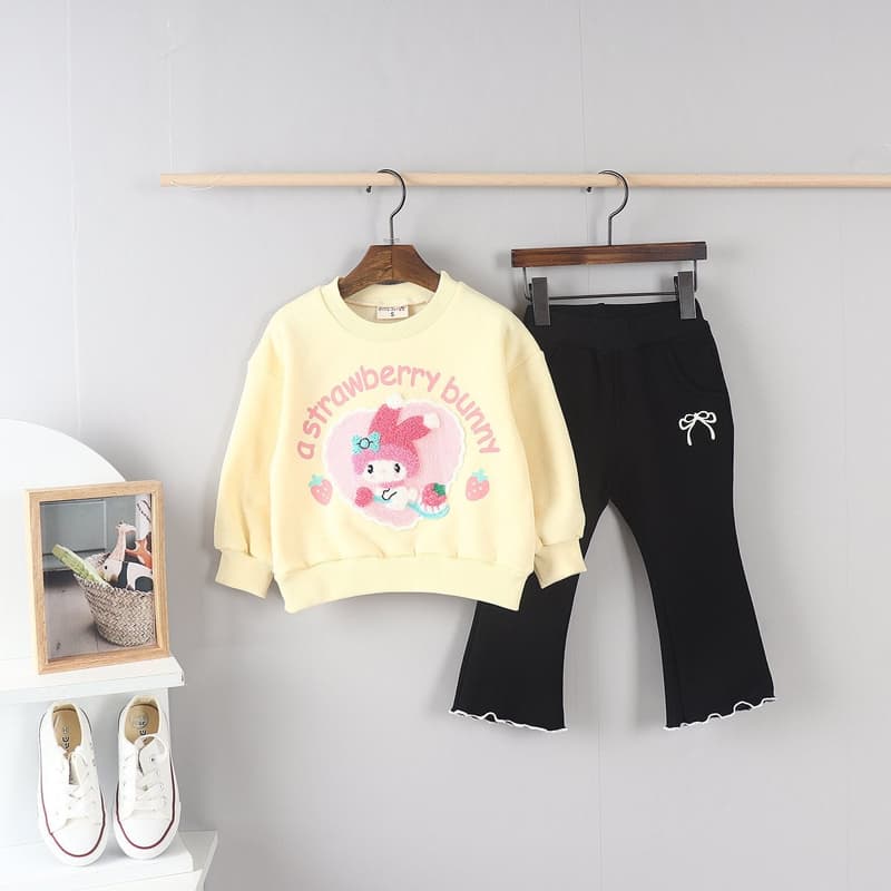 Olive denim - Korean Children Fashion - #fashionkids - Boucle Strawberry Rabbit Tee - 5