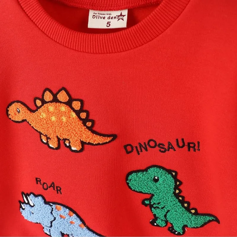 Olive denim - Korean Children Fashion - #discoveringself - Boucle Dino Tee - 4