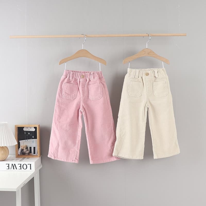 Olive denim - Korean Children Fashion - #kidsshorts - Corduroy Wide Pants