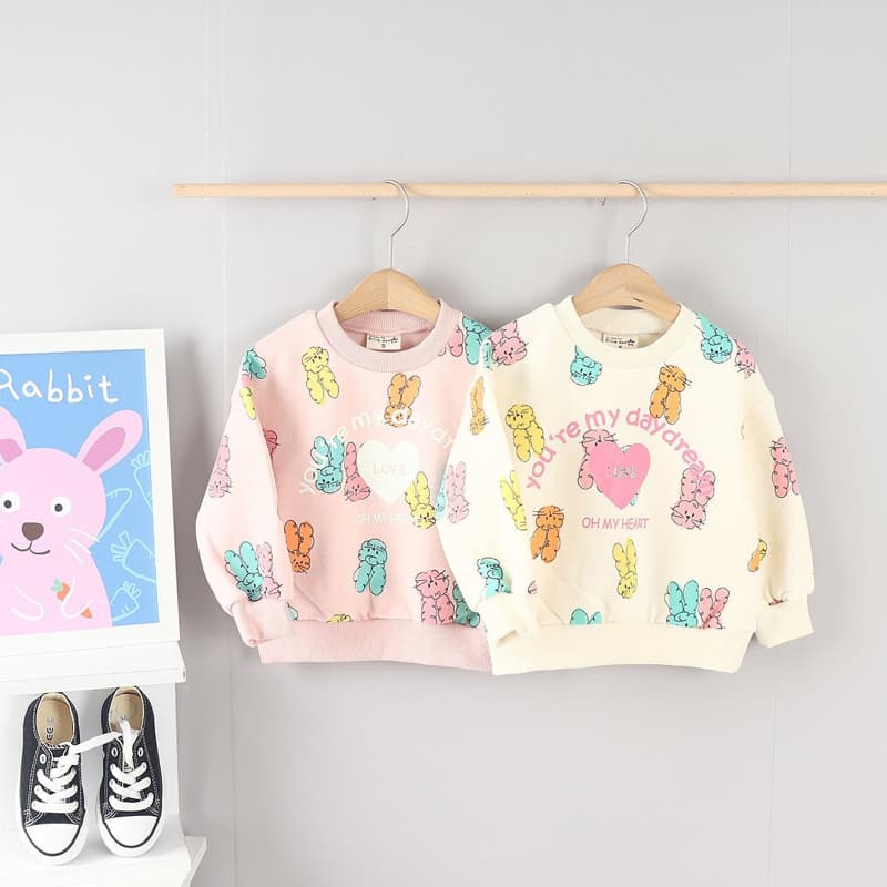 Olive denim - Korean Children Fashion - #kidsshorts - Rainbow Rabbit Tee - 4