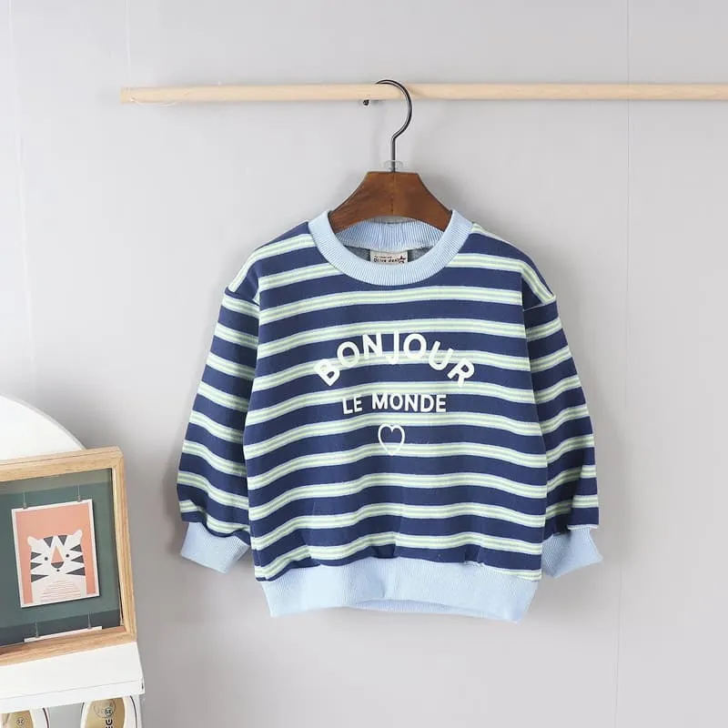 Olive denim - Korean Children Fashion - #kidsstore - Stripe Tee - 3