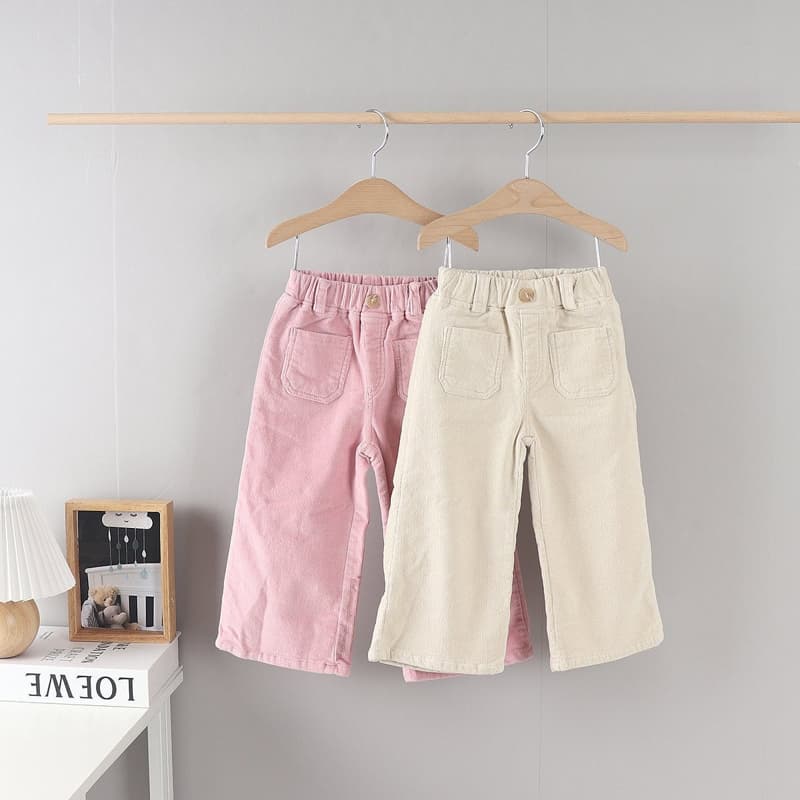 Olive denim - Korean Children Fashion - #kidsstore - Corduroy Wide Pants - 2